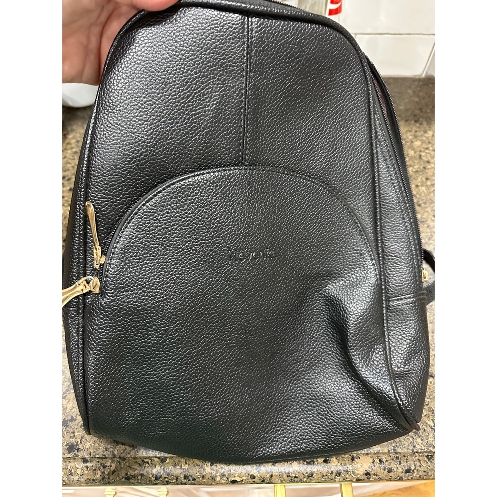 nevenka black leather‎ backpack